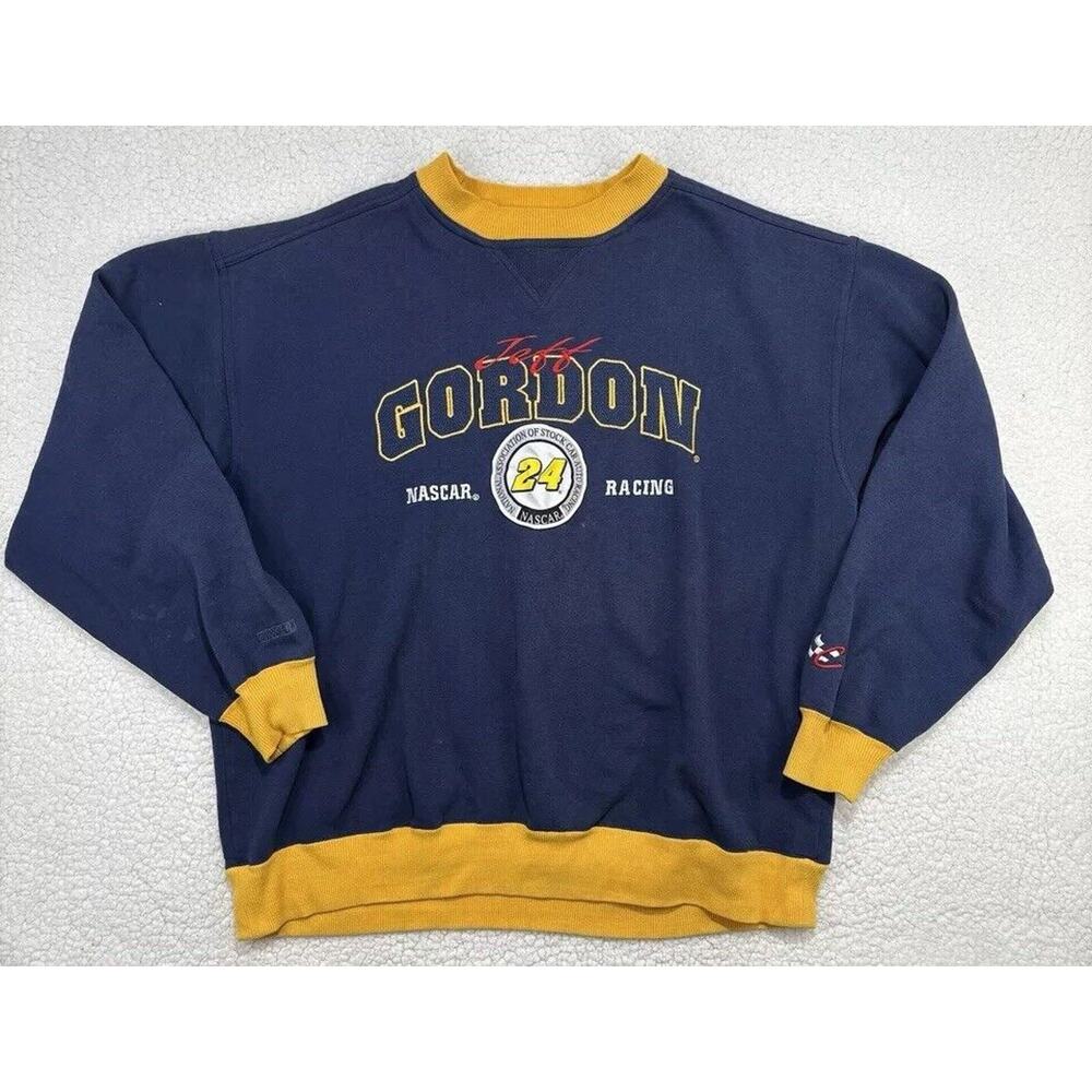 Vintage‎ 90s Chase Authentics Jeff Gordon NASCAR Embroidered Blue Sweatshirt L